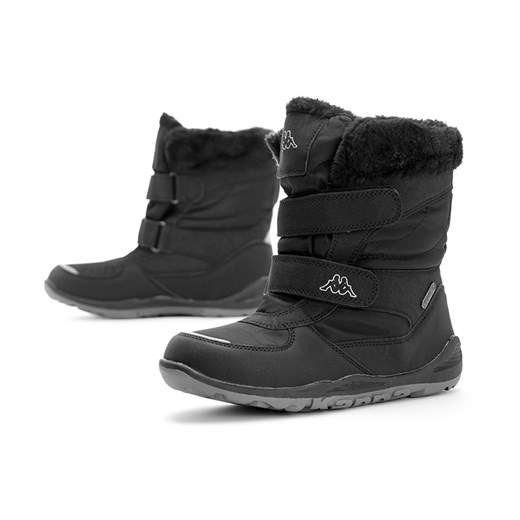 Buty zimowe dziecięce Kappa czarne na rzepy śniegowce 