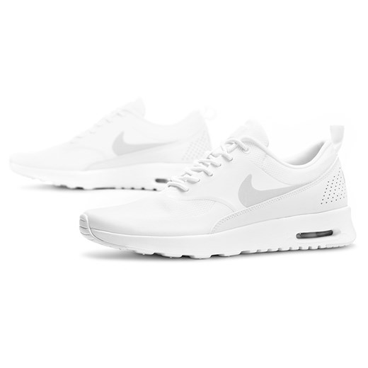 Buty sportowe damskie białe Nike dla biegaczy air max thea bez wzorów z gumy sznurowane 