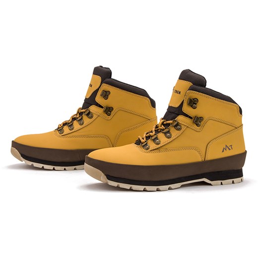 Żółte buty zimowe męskie Mt Trek na zimę sportowe ze skóry 