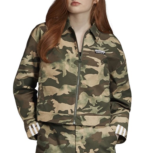 Adidas bluza damska krótka zielona we wzór moro casual