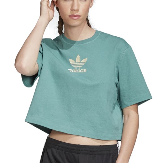 Bluzka sportowa Adidas z bawełny z aplikacjami  