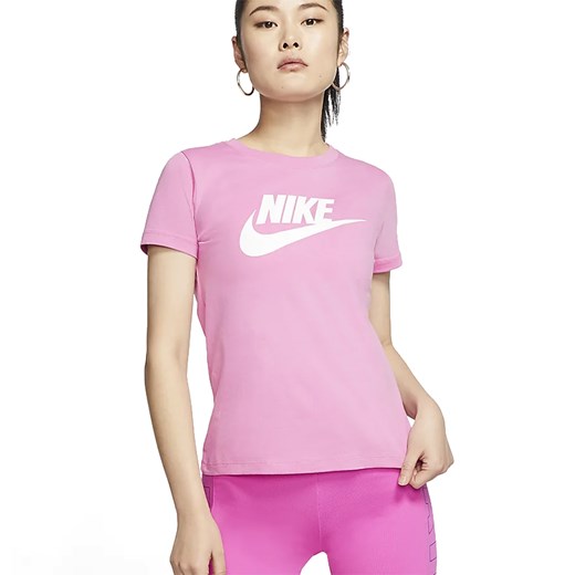 Bluzka damska Nike z krótkim rękawem bawełniana z okrągłym dekoltem na wiosnę 