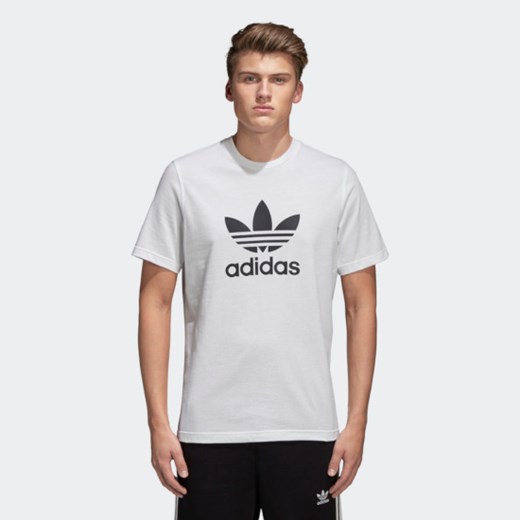 Biały t-shirt męski Adidas sportowy z krótkim rękawem 