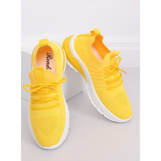 Buty sportowe damskie żółte na płaskiej podeszwie 