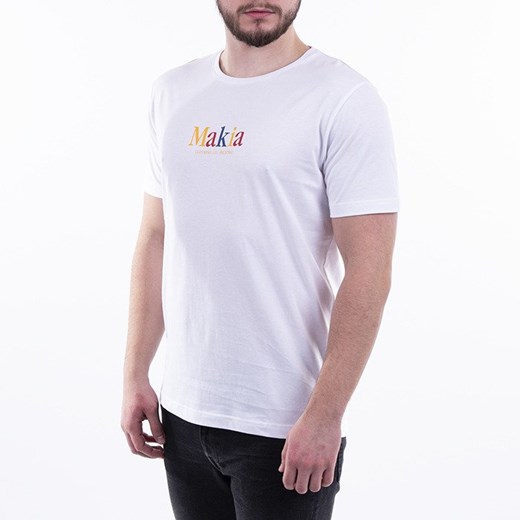 Wielokolorowy t-shirt męski Makia z krótkimi rękawami z napisami 