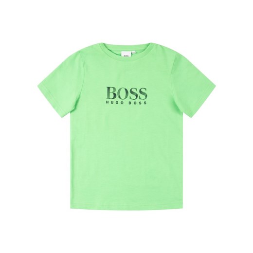 T-shirt chłopięce zielony BOSS Hugo z krótkim rękawem 
