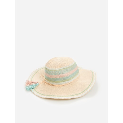 Reserved - Pleciony kapelusz w paski - Beżowy  Reserved M/L 