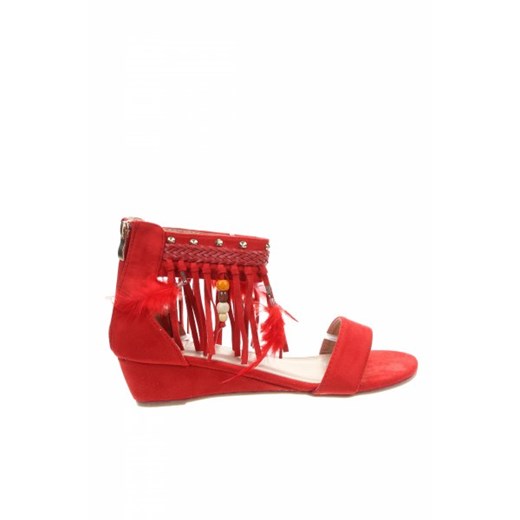Bello Star sandały damskie czerwone z zamkiem na lato 
