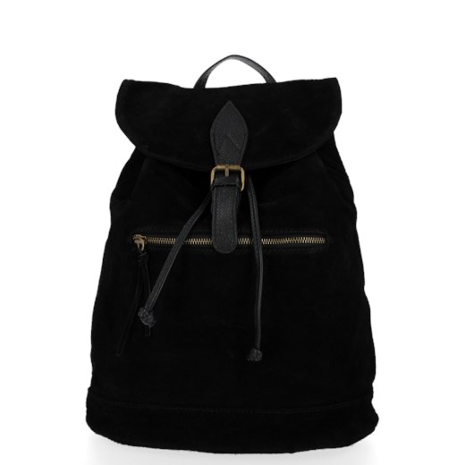 Vittoria Gotti Uniwersalne Skórzane Plecaki Damskie wykonane z wysokiej jakości Zamszu Naturalnego Czarne (kolory)