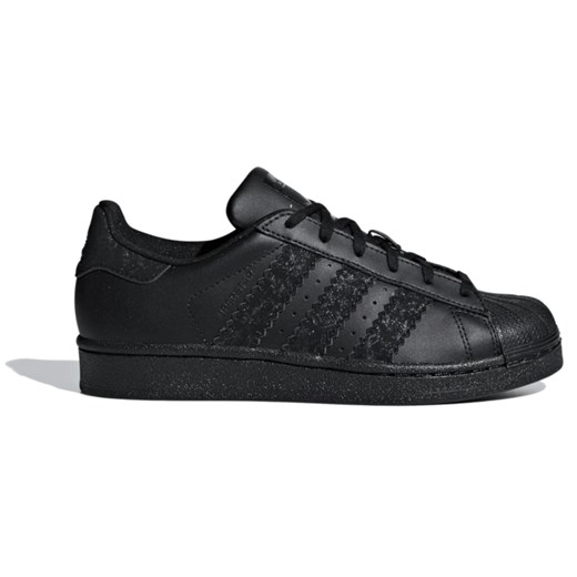 Czarne buty sportowe damskie Adidas bez wzorów płaskie skórzane 