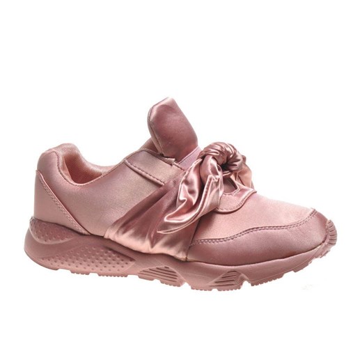 Wsuwane różowe buty sportowe z kokardą /X1-33 4554 S078/