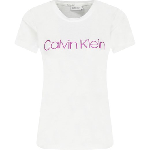 Bluzka damska Calvin Klein na lato z okrągłym dekoltem 