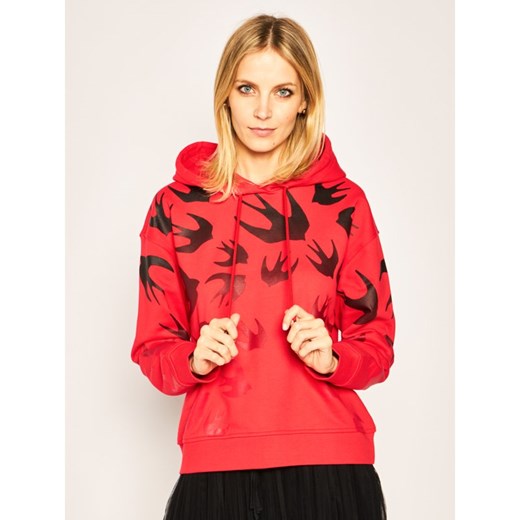 Bluza damska McQ Alexander McQueen czerwona w abstrakcyjnym wzorze krótka 