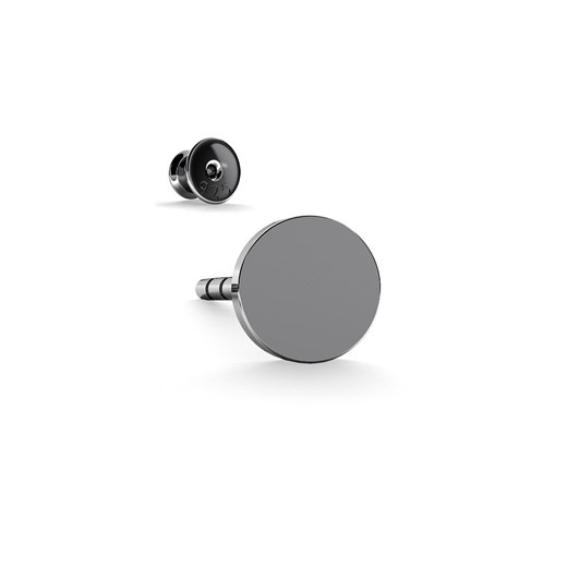 Męski lub damski srebrny kolczyk okrągła blaszka 4mm 925 : Kolor pokrycia srebra - Pokrycie Czarnym Rodem Giorre   