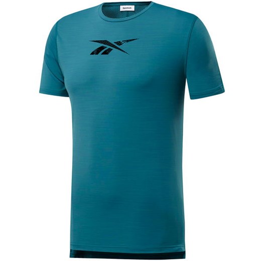 T-shirt męski Reebok Fitness niebieski z napisami 