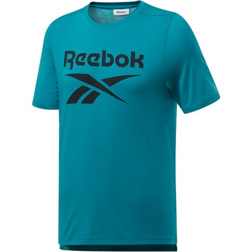 T-shirt męski niebieski Reebok Fitness z krótkimi rękawami 