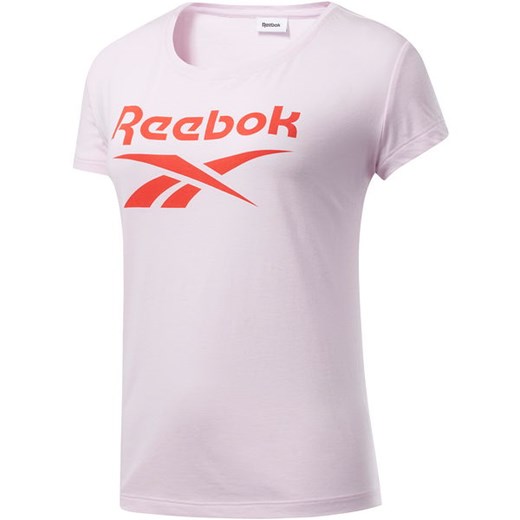 Bluzka damska różowa Reebok Fitness z krótkimi rękawami z okrągłym dekoltem 