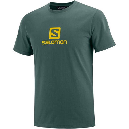 Zielony t-shirt męski Salomon w stylu młodzieżowym z krótkim rękawem 
