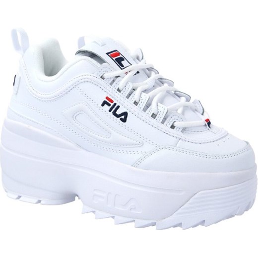 Buty sportowe damskie Fila białe na platformie sznurowane 