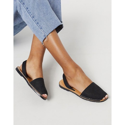 Solillas – Czarne skórzane sandały typu Minorki-Czarny
