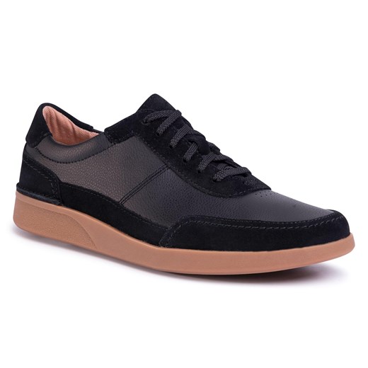 Sneakersy CLARKS - Oakland Run 261482057 Black Leather  Clarks 44 eobuwie.pl