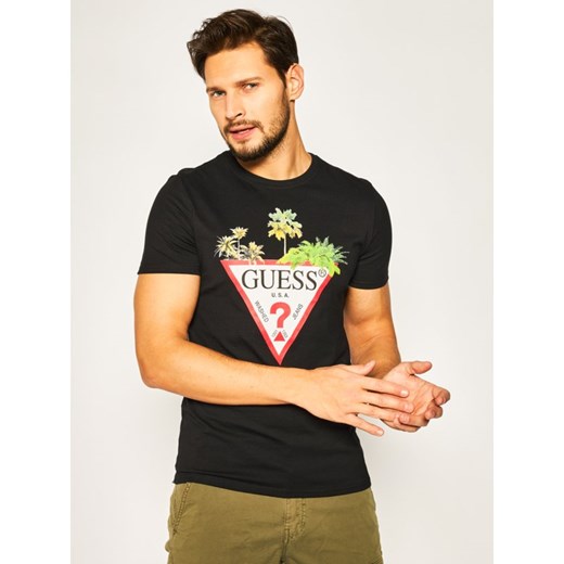 T-shirt męski Guess czarny na wiosnę 