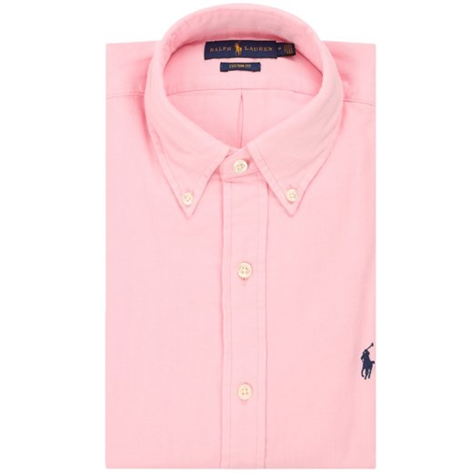 Koszula męska różowa Ralph Lauren z kołnierzykiem button down z długim rękawem elegancka 