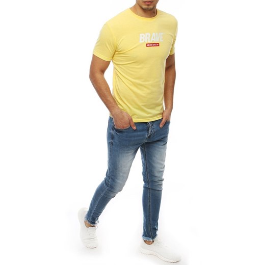 T-shirt męski żółty Dstreet z krótkim rękawem 
