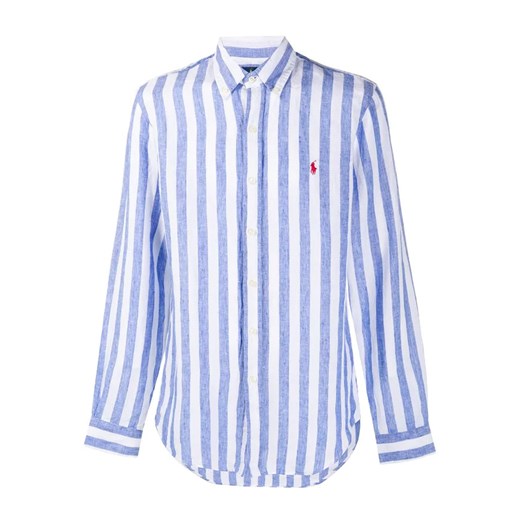 Lniana koszula w biało-niebieskie paski Ralph Lauren  S PlacTrzechKrzyzy.com