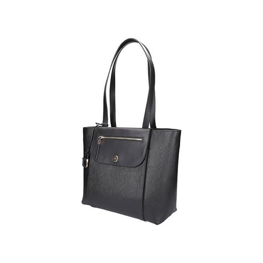 Shopper bag Innue czarna matowa elegancka duża z breloczkiem 