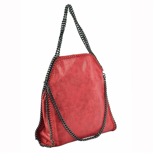 Shopper bag czerwona Gregorio na ramię elegancka bez dodatków matowa 