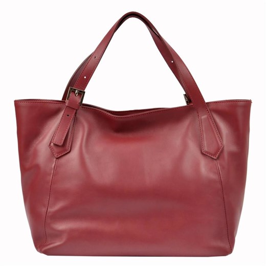 Shopper bag czerwona Pierre Cardin matowa na ramię bez dodatków 