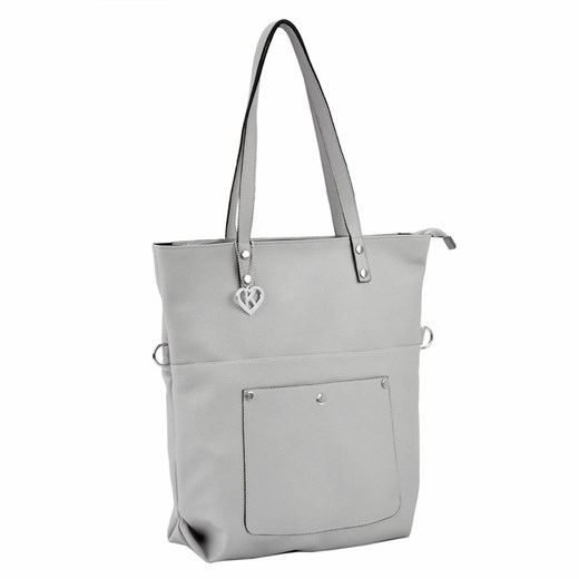 Shopper bag Patrizia Piu biała duża z breloczkiem matowa na ramię 