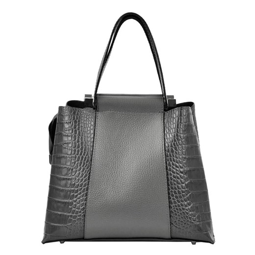 Shopper bag Luka czarna bez dodatków elegancka z tłoczeniem do ręki 