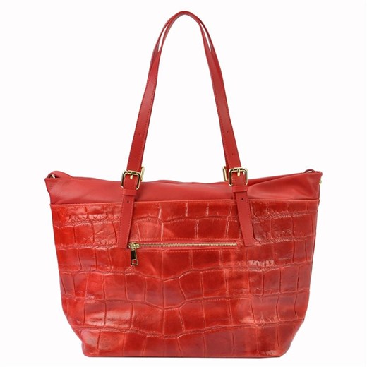Shopper bag Patrizia Piu elegancka bez dodatków na ramię z tłoczeniem 