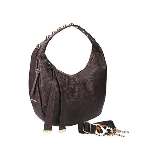 Shopper bag Innue z aplikacjami brązowa średniej wielkości na ramię 