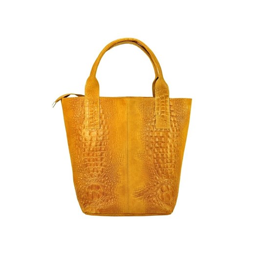 Shopper bag Patrizia Piu duża beżowa ze skóry z frędzlami z tłoczeniem 