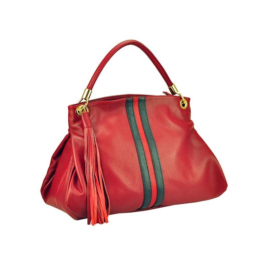 Shopper bag Patrizia Piu lakierowana z frędzlami do ręki 