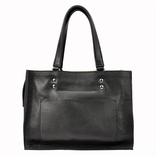 Innue shopper bag czarna ze zdobieniami mieszcząca a8 elegancka bez dodatków skórzana na ramię 