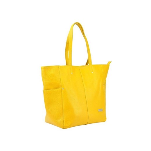 Shopper bag Patrizia Piu bez dodatków biała duża skórzana na ramię 