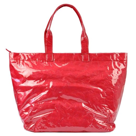 Shopper bag Pierre Cardin na ramię srebrna bez dodatków duża lakierowana 