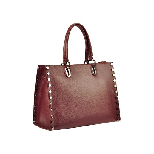 Shopper bag Patrizia Piu z aplikacjami ze zdobieniami elegancka beżowa do ręki 