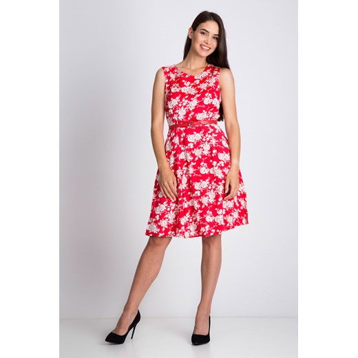 Czerwona rozkloszowana sukienka w kwiaty  Quiosque 36 38 40 42 44  okazyjna cena 