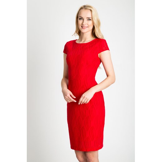 Czerwona sukienka z ażurowym wzorem  Quiosque 36 40 42 44 46 38 promocja  