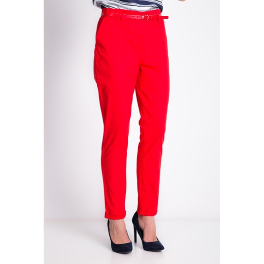 Czerwone spodnie z prostą nogawką i paskiem Quiosque  36 40 38 42 44 46 promocyjna cena  