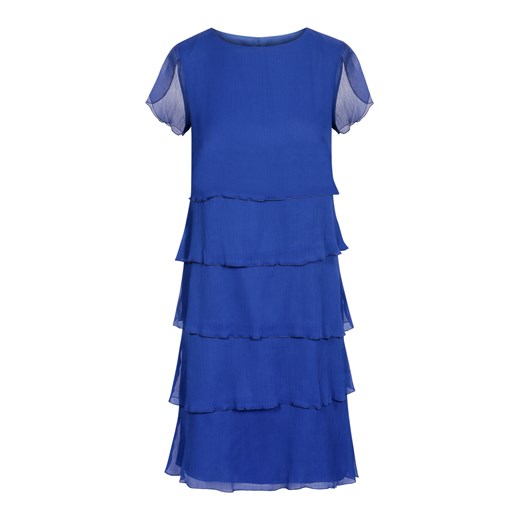 Sukienka Quiosque elegancka niebieska mini z krótkimi rękawami 