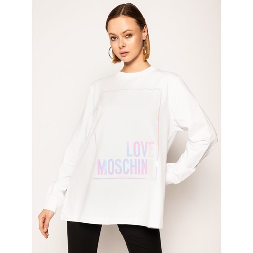 Love Moschino bluza damska biała z napisami krótka 