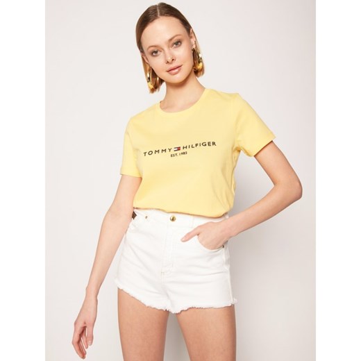 Tommy Hilfiger bluzka damska żółta z krótkimi rękawami wiosenna 