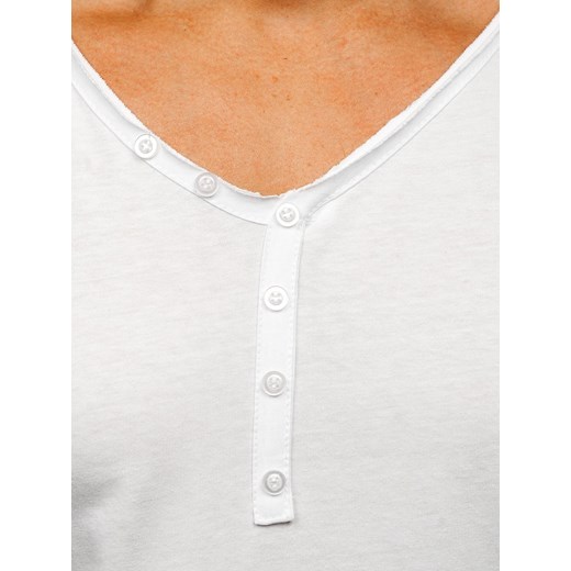 Biała bez nadruku koszulka męska w serek Bolf 4049  Denley XL  okazja 