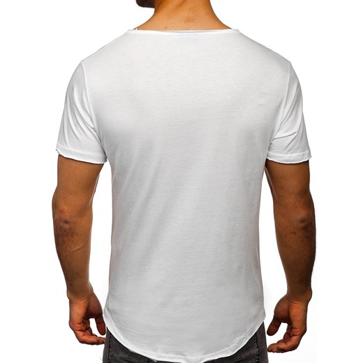 Biała bez nadruku koszulka męska w serek Bolf 4049  Denley XL  promocja 